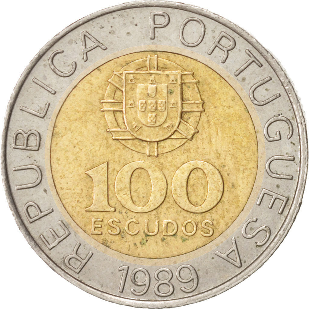 Portugal, 100 Escudos, 1989, EF(40-45), Bi-Metallic, KM:645.2