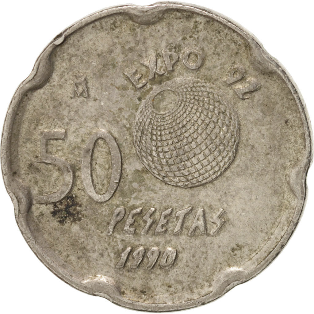 Spain, Juan Carlos I, 50 Pesetas, 1990, Madrid, EF(40-45), Copper-nickel, KM:853