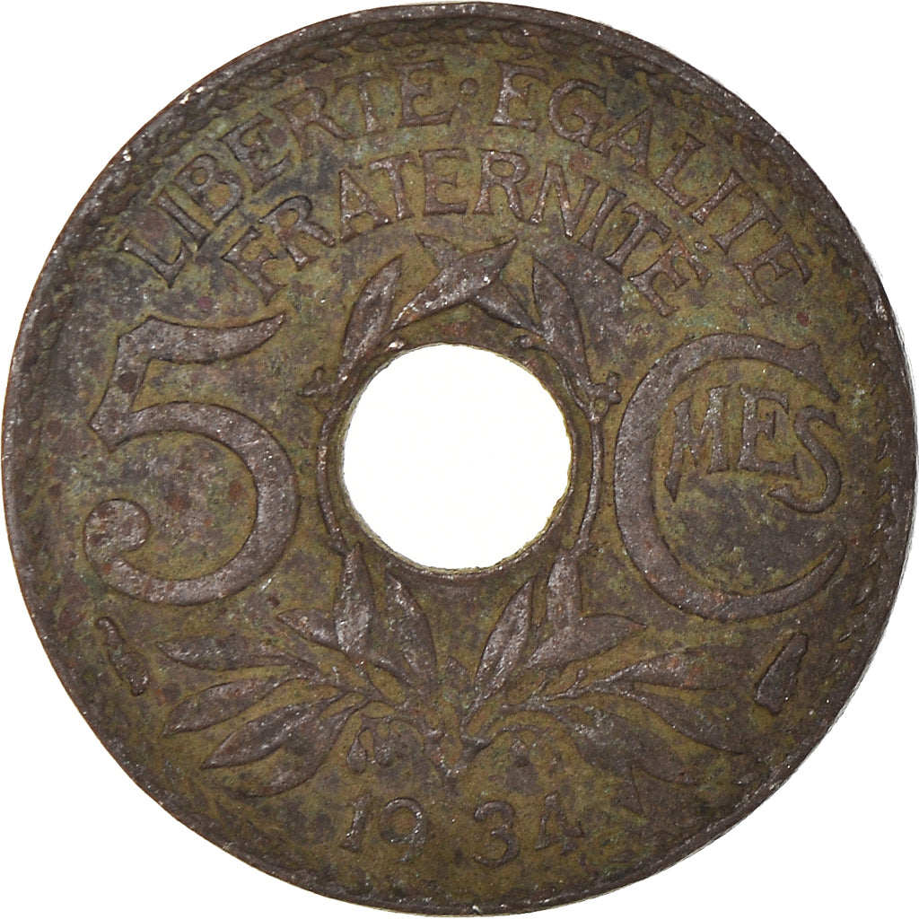 Munten, Frankrijk, 5 Centimes, 1934