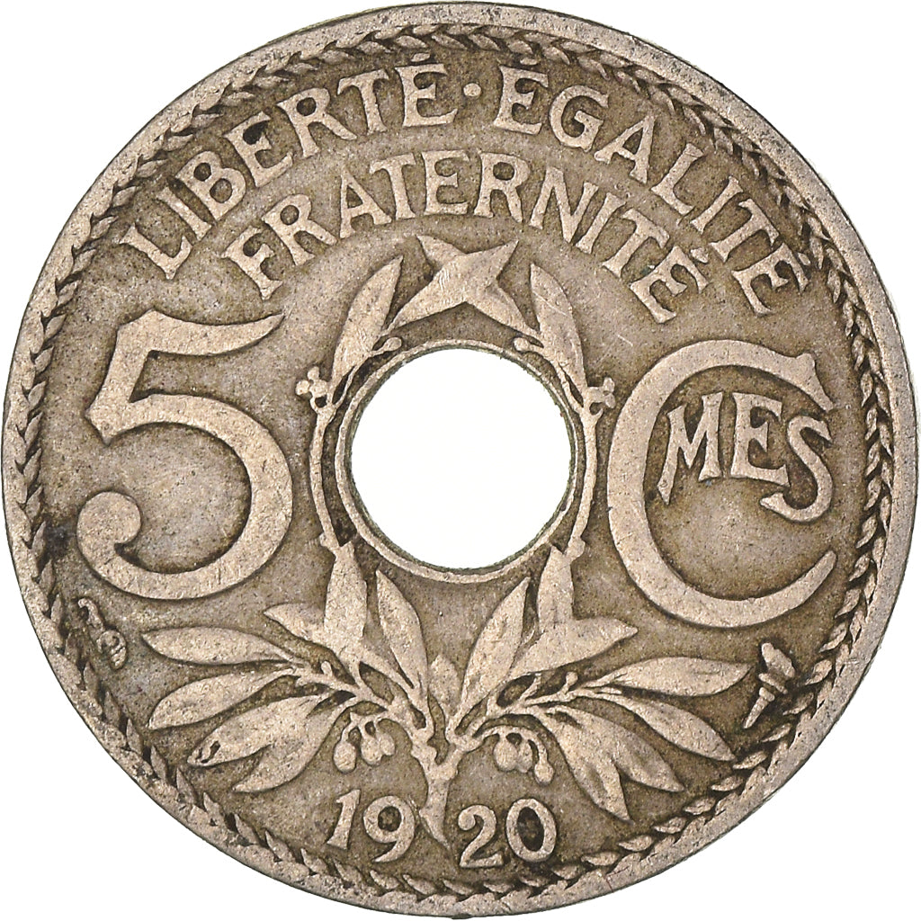 Moneta, Francja, 5 Centimes, 1920