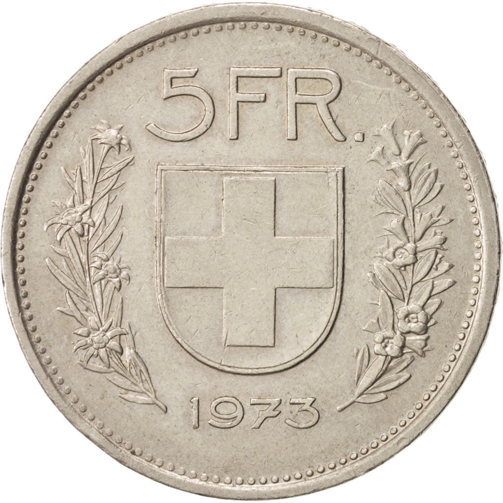 Switzerland, 5 Francs, 1973, Bern, EF(40-45), Copper-nickel, KM:40a.1