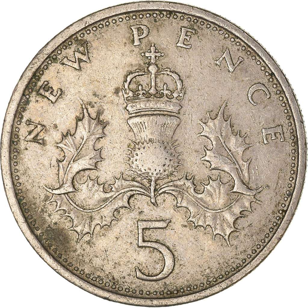 Coin, Great Britain, 5 New Pence, 1970