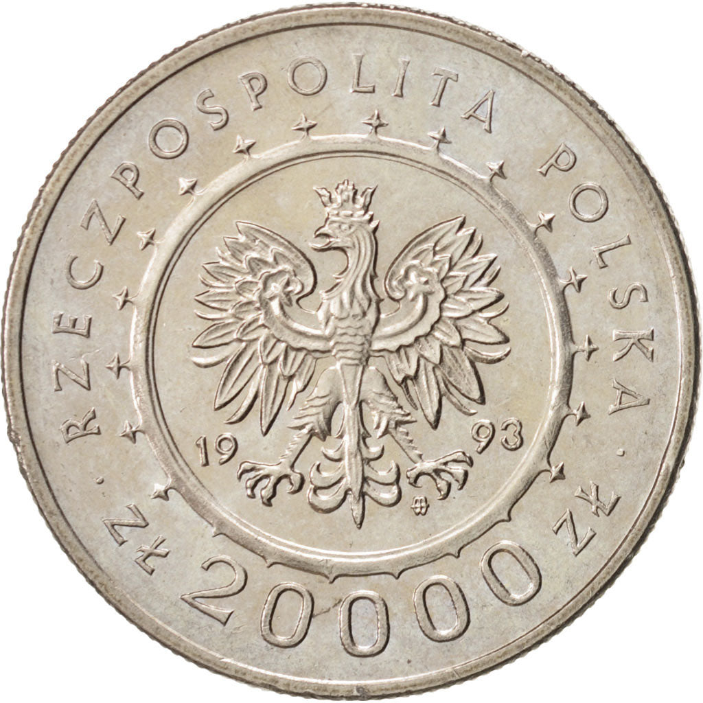 Poland, 20000 Zlotych, 1993, Warsaw, MS(63), Copper-nickel, KM:244
