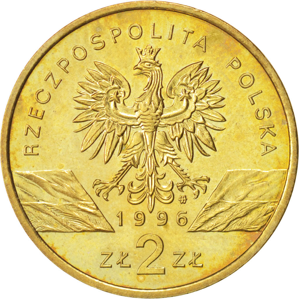 Poland, 2 Zlote, 1996, MS(63), Brass, KM:311