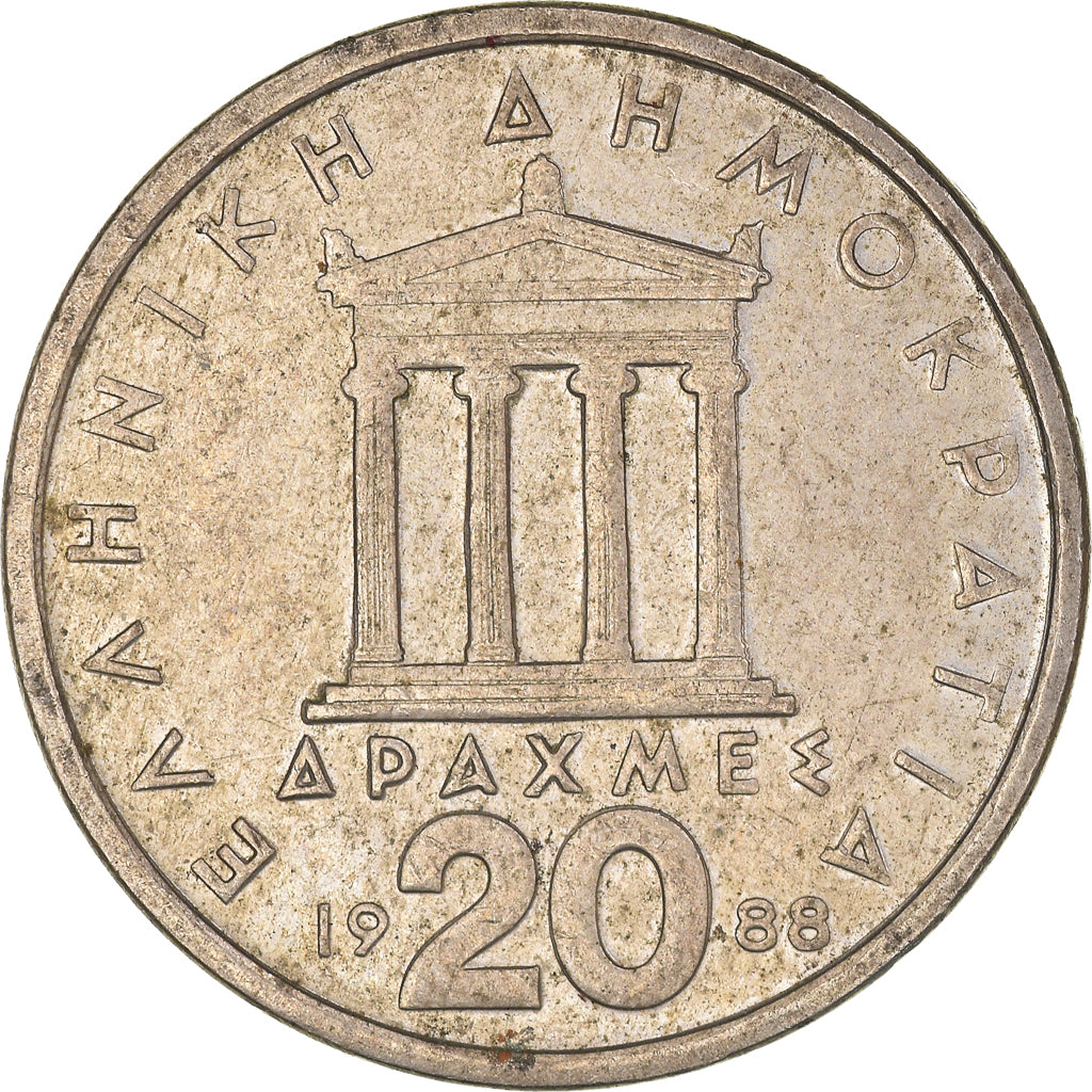 Münze, Griechenland, 20 Drachmes, 1988