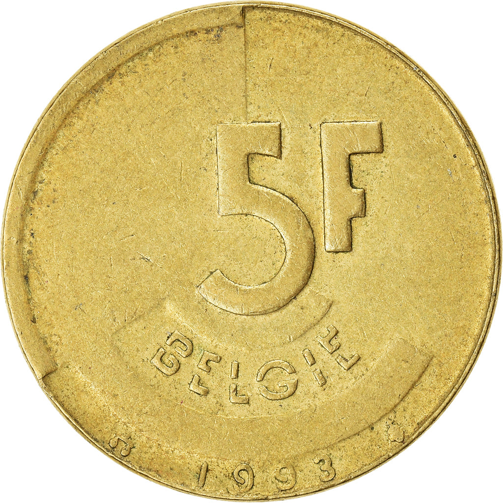 Coin, Belgium, 5 Francs, 5 Frank, 1993