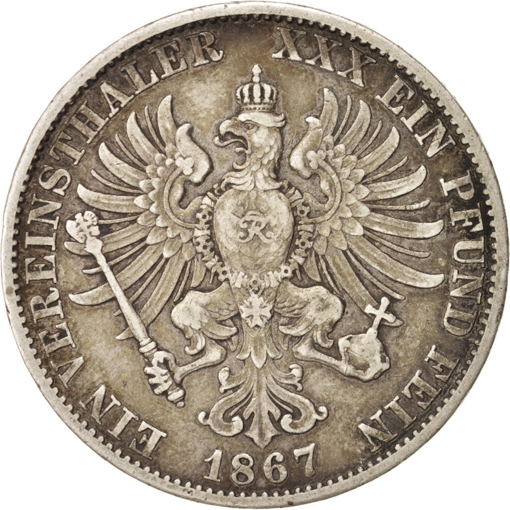 German States, PRUSSIA, Wilhelm I, Thaler, 1867, Berlin, VF(30-35), Silver, K...