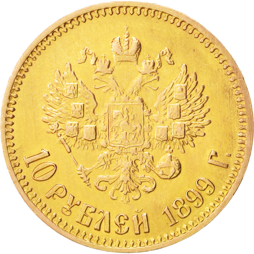 Russia, Nicholas II, 10 Roubles, 1899, St. Petersburg, BB+, Oro, KM:64