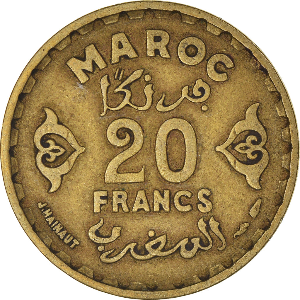 Moeda, Marrocos, 20 Francs, 1371