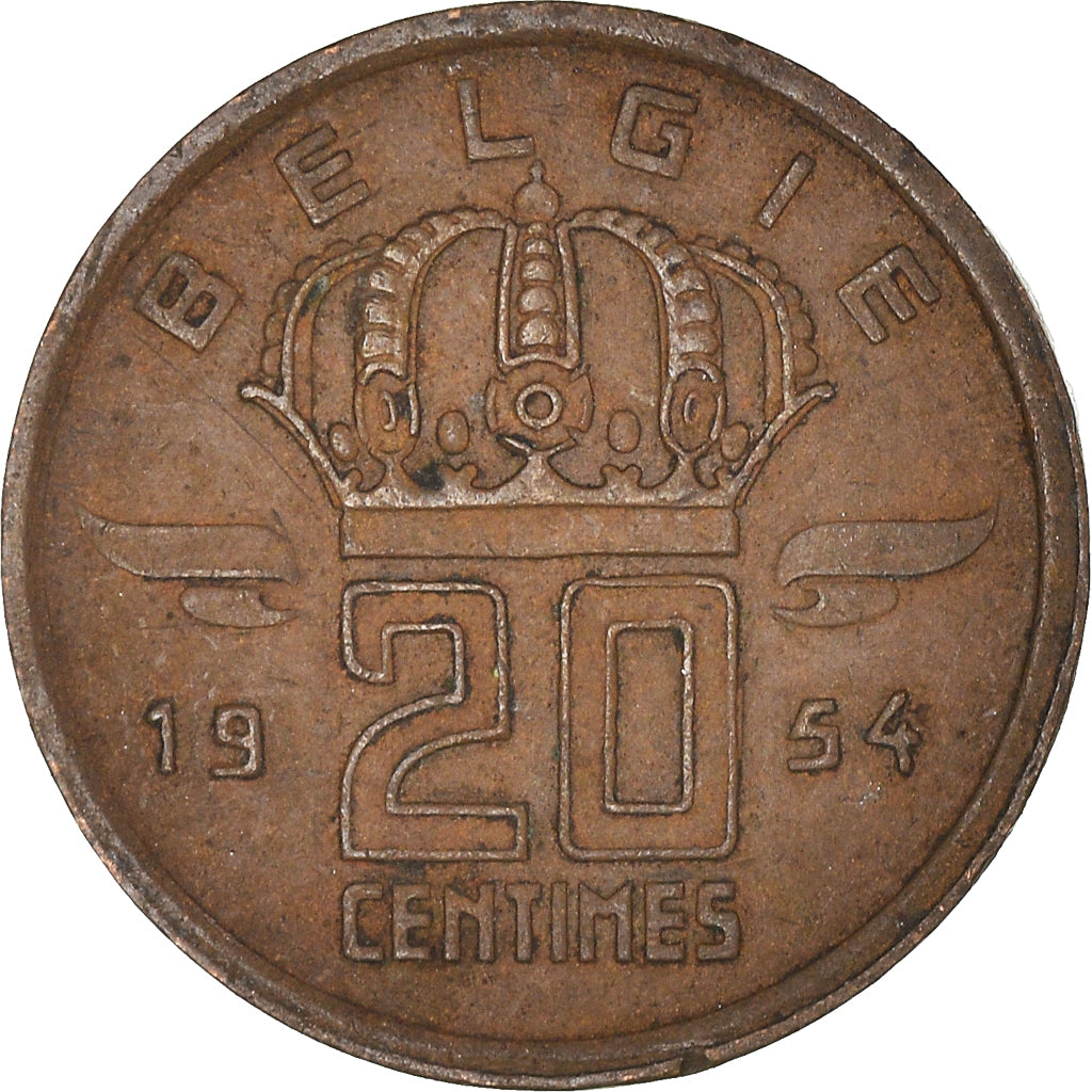 Moneta, Belgia, 20 Centimes, 1954
