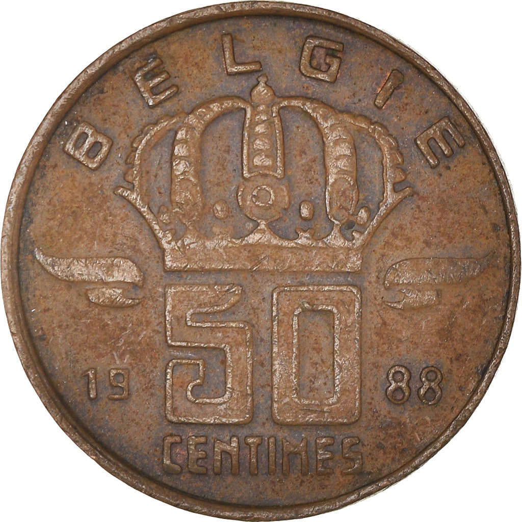 Moneta, Belgia, 50 Centimes, 1988
