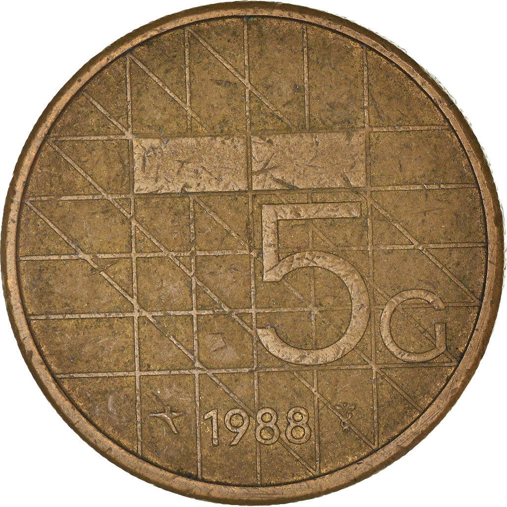 Moneda, Países Bajos, 5 Gulden, 1988