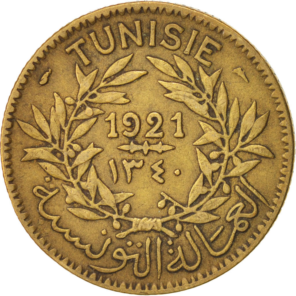 Tunisia, 2 Francs, 1921, Paris, EF(40-45), Aluminum-Bronze, KM:248