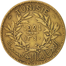 Tunisia, 2 Francs, 1921, Paris, EF(40-45), Aluminum-Bronze, KM:248