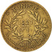 Tunisia, 2 Francs, 1921, Paris, EF(40-45), Aluminum-Bronze, KM:248