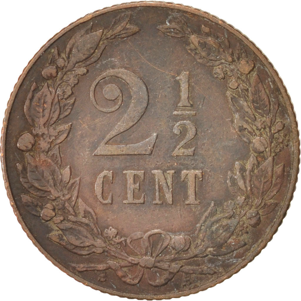 Netherlands, Wilhelmina I, 2-1/2 Cent, 1904, VF(30-35), Bronze, KM:134