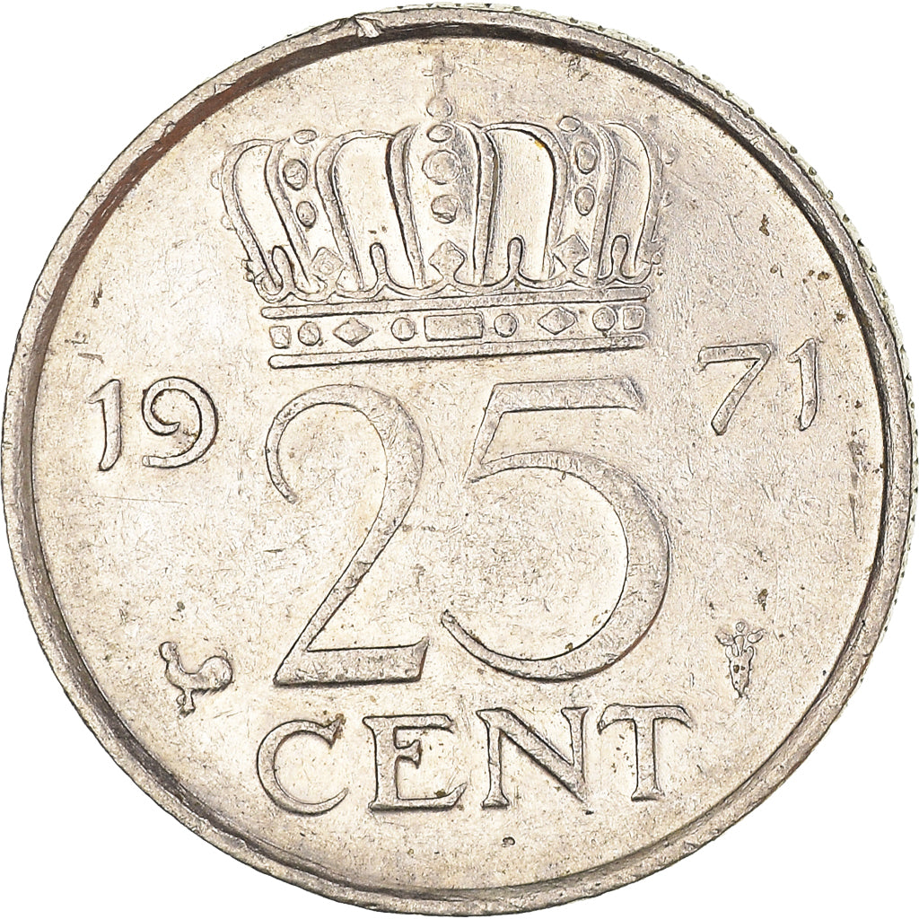 Moneda, Países Bajos, 25 Cents, 1971