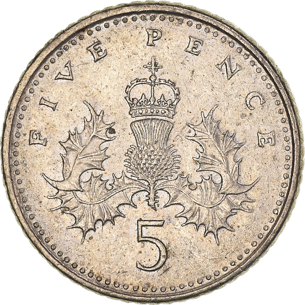 Coin, Great Britain, 5 Pence, 1990