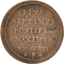 ITALIAN STATES, PAPAL STATES, Pius VII, Quattrino, 1816, Roma, VF(30-35), Cop...
