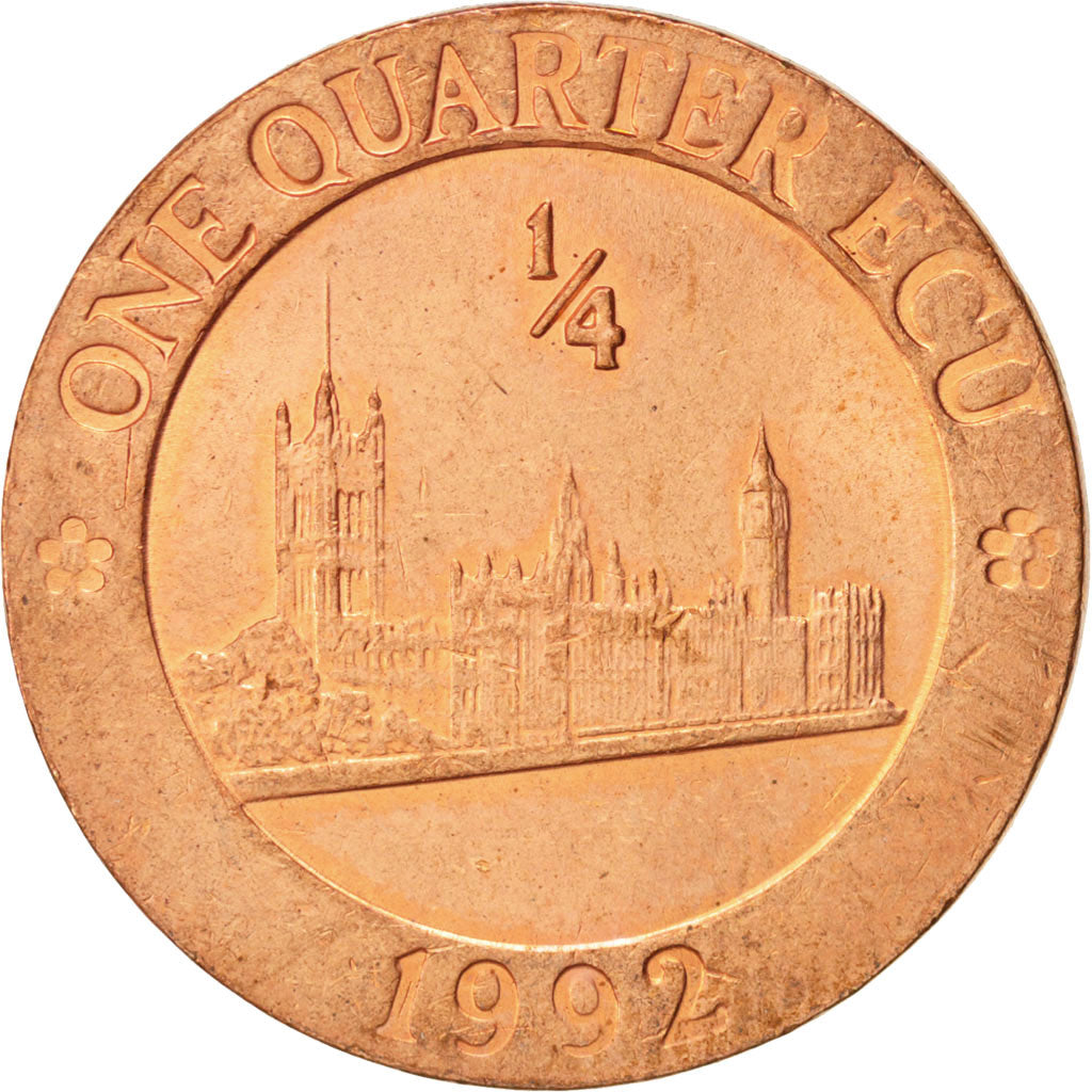 United Kingdom , Elizabeth II, 1/4 Ecu, 1992, MS(63), Bronze, KM:12