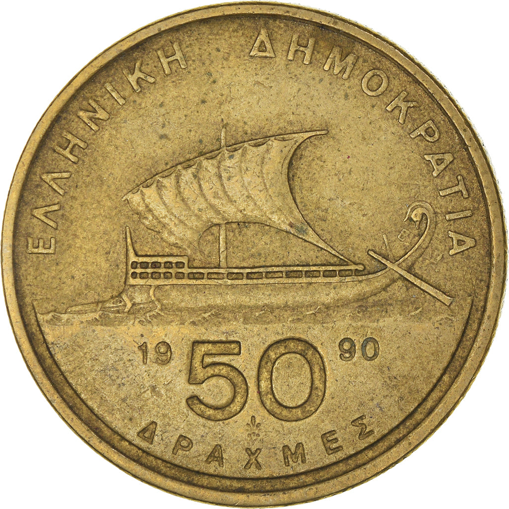 Monnaie, Grèce, 50 Drachmes, 1990