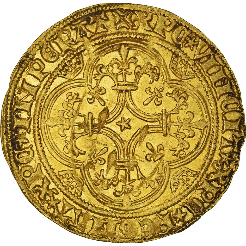 Coin, France, Charles VI, Ecu d'or, AU(55-58), Gold, Duplessy:369