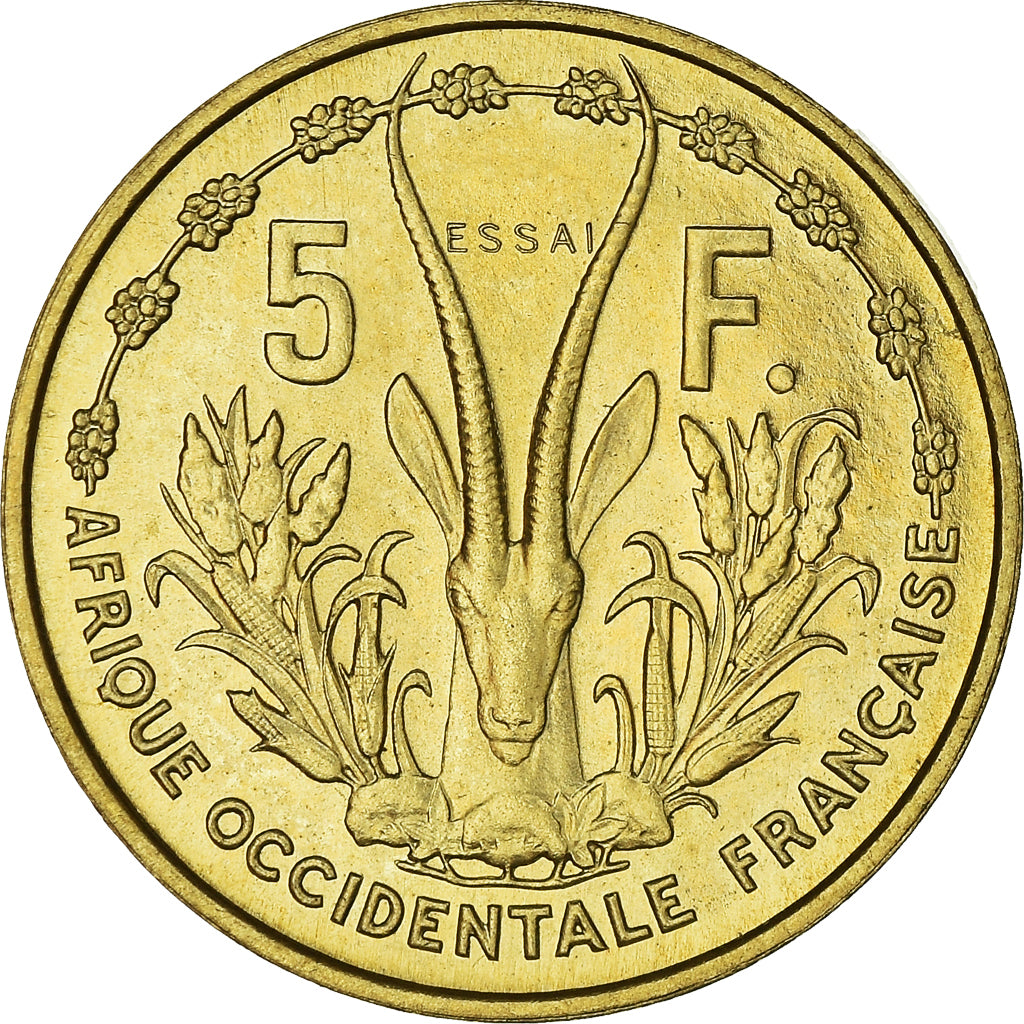 Coin, French West Africa, 5 Francs, 1956, Paris, MS(65-70), Aluminum-Bronze