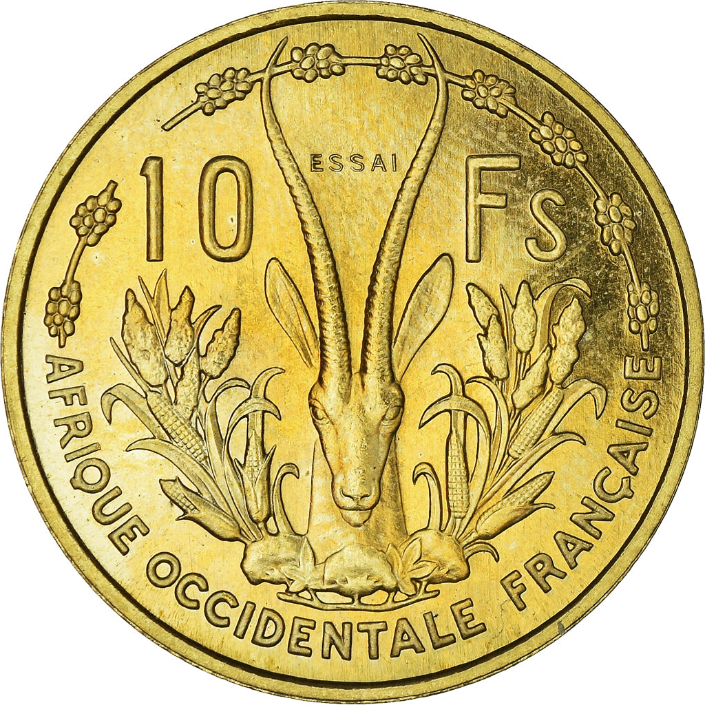 Coin, French West Africa, 10 Francs, 1956, Paris, MS(65-70), Aluminum-Bronze