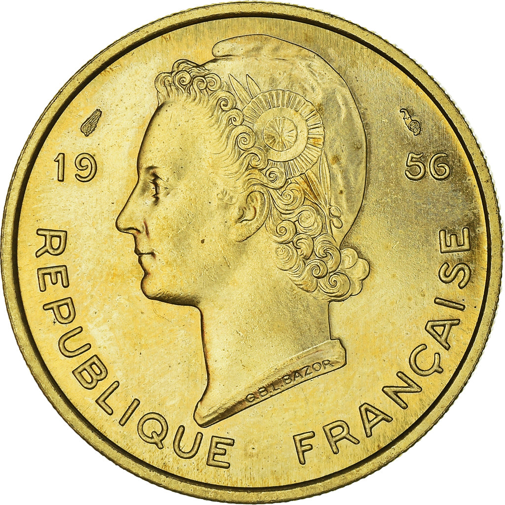 Münze, French West Africa, 25 Francs, 1956, STGL, Aluminum-Bronze, KM:E5