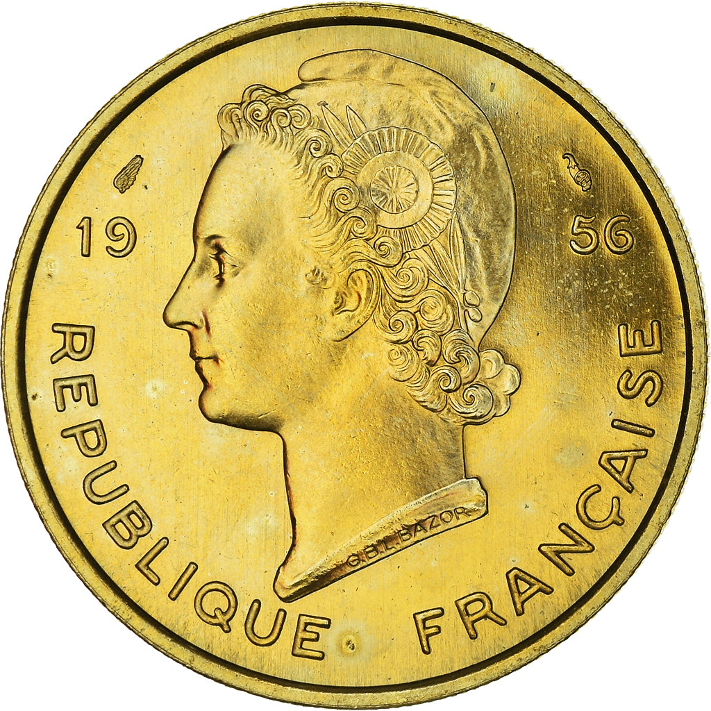 Münze, French West Africa, 25 Francs, 1956, STGL, Aluminum-Bronze, KM:E5