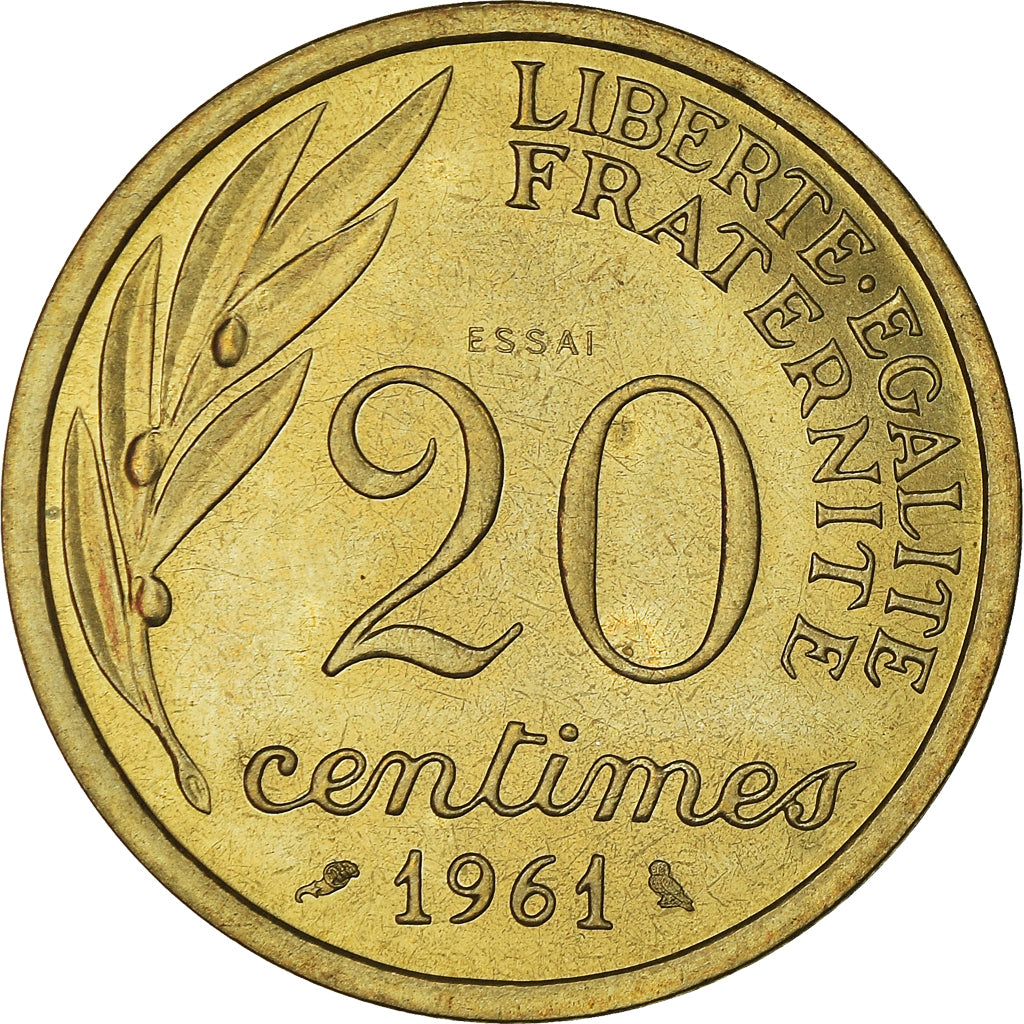 Coin, France, 20 Centimes, 1961, AU(55-58), Aluminum-Bronze, Gadoury:325