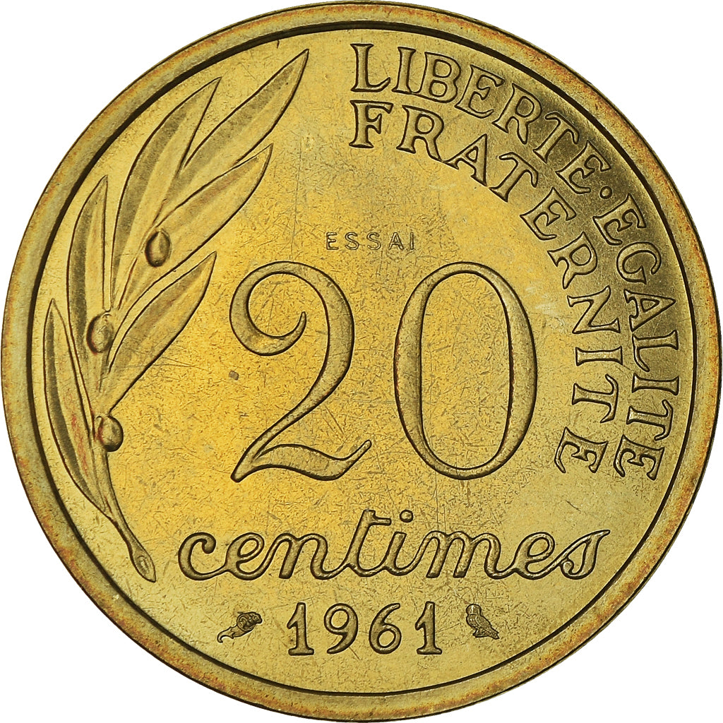 Coin, France, 20 Centimes, 1961, AU(55-58), Aluminum-Bronze, Gadoury:325