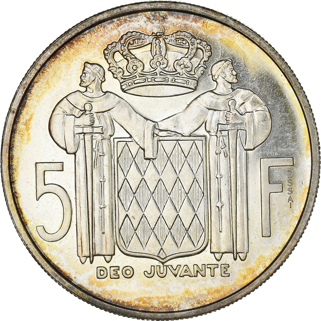 Moneta, Monaco, 5 Francs, 1960, Paris, MS(63), Srebro, KM:E41, Gadoury:152