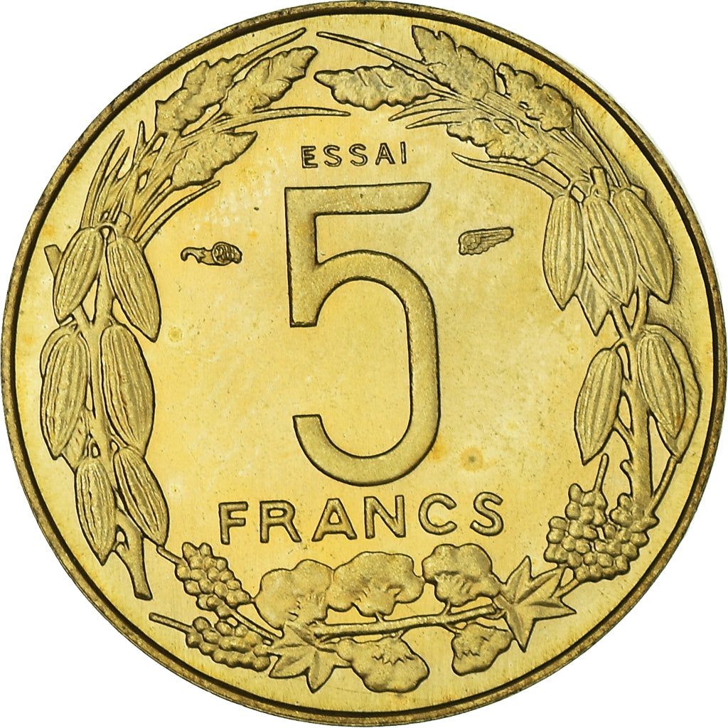 Moneta, Kamerun, 5 Francs, 1958, Paris, PRÓBA, MS(65-70), Aluminium-Brąz