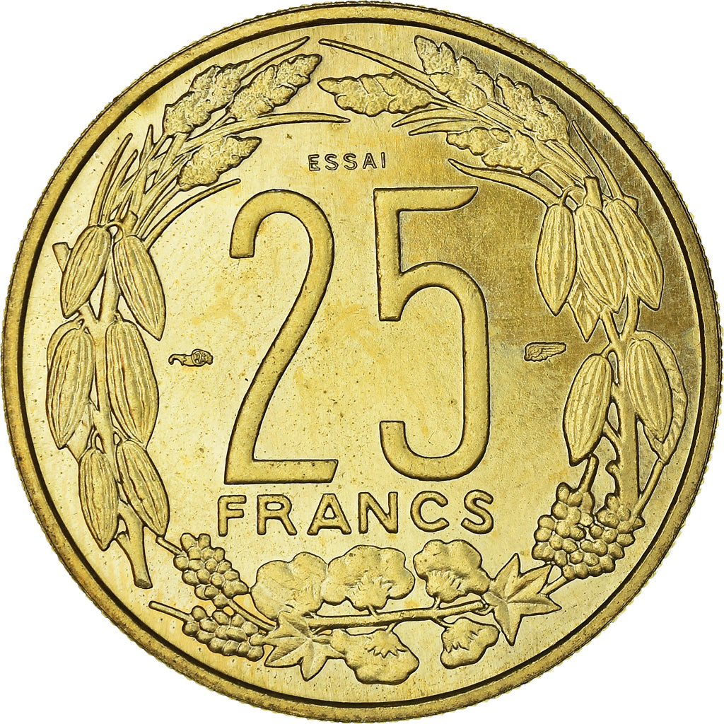 Moneta, Kamerun, 25 Francs, 1958, Paris, PRÓBA, MS(64), Aluminium-Brąz, KM:E9