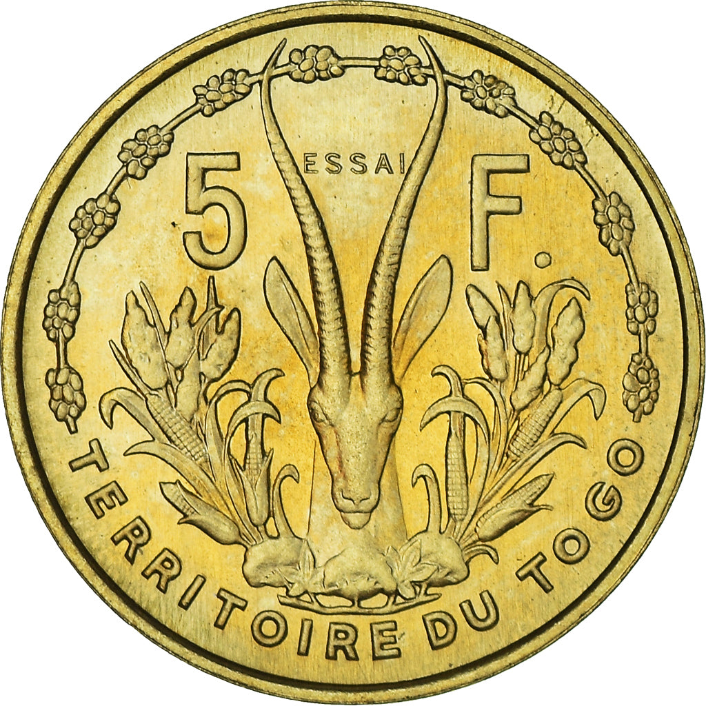 Coin, Togo, 5 Francs, 1956, Paris, MS(63), Aluminum-Bronze, KM:E6, Lecompte:23