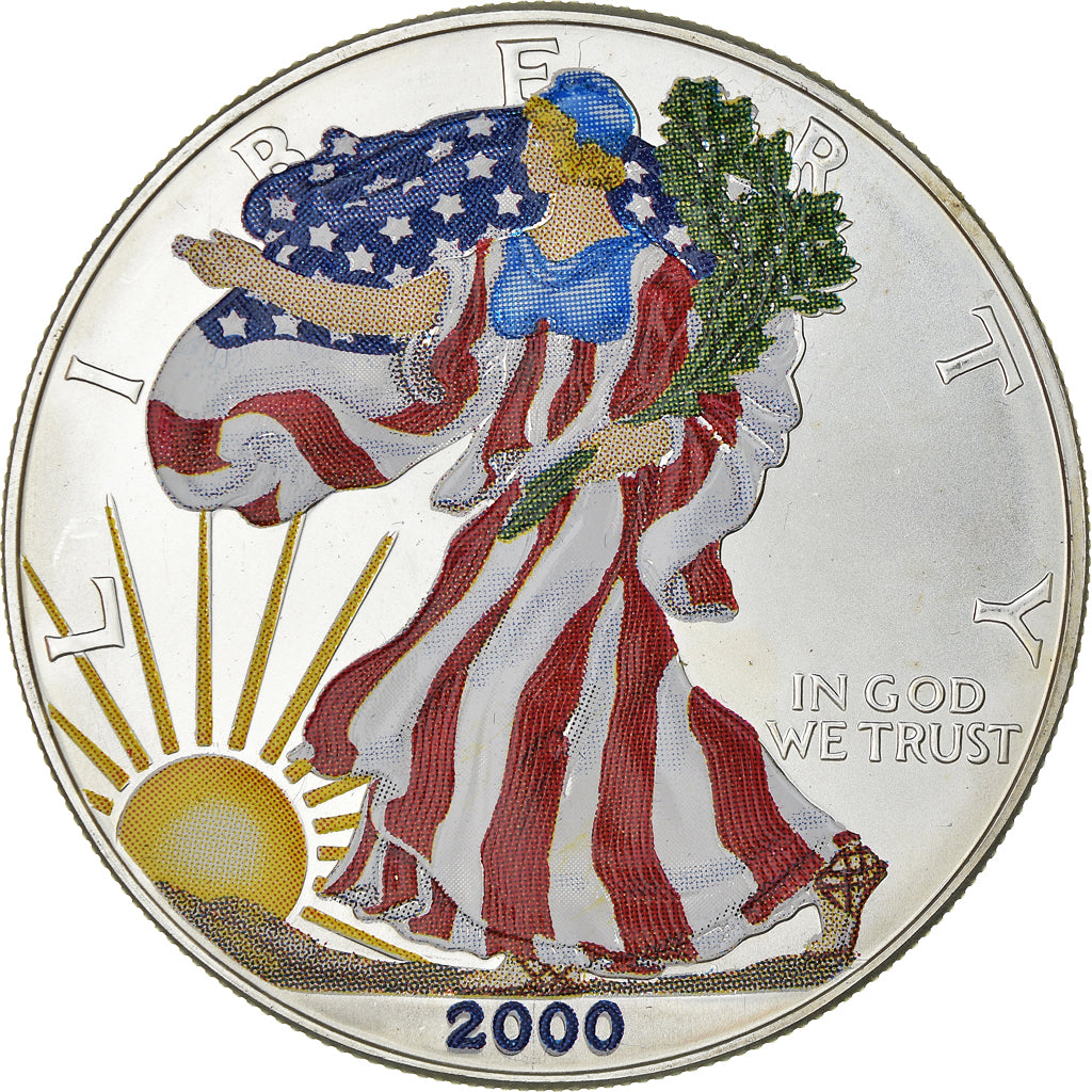 Coin, United States, Dollar, 2000, U.S. Mint, Philadelphia, Colourized