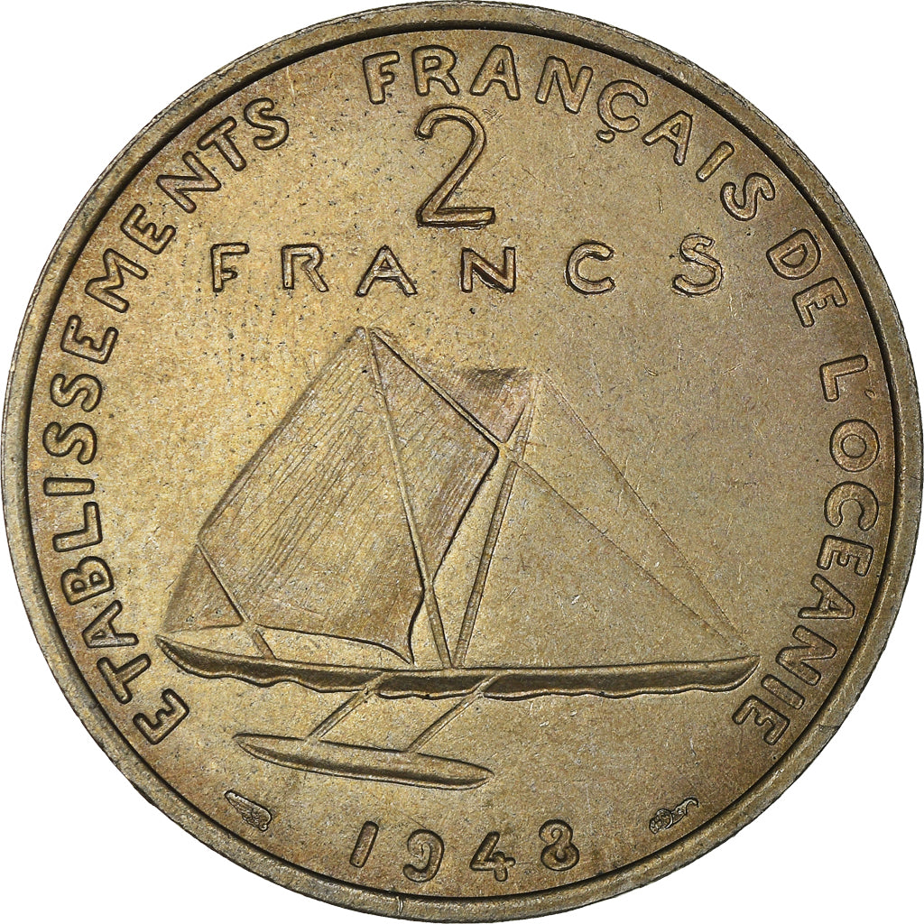 Moneta, OCEANIA FRANCESE, 2 Francs, 1948, ESSAI, FDC, Rame-nichel, KM:E6