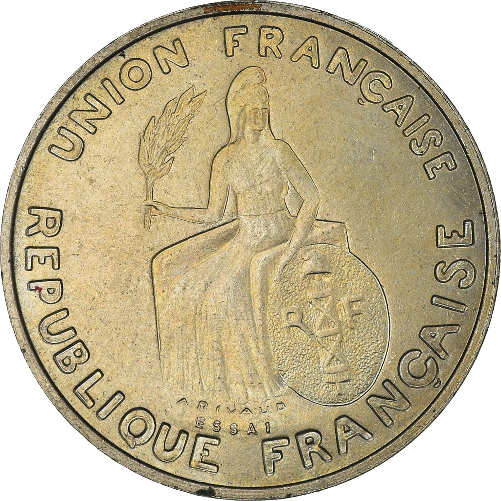 Coin, New Caledonia, Franc, 1948, Paris, AU(55-58), Nickel-Bronze, Lecompte:23