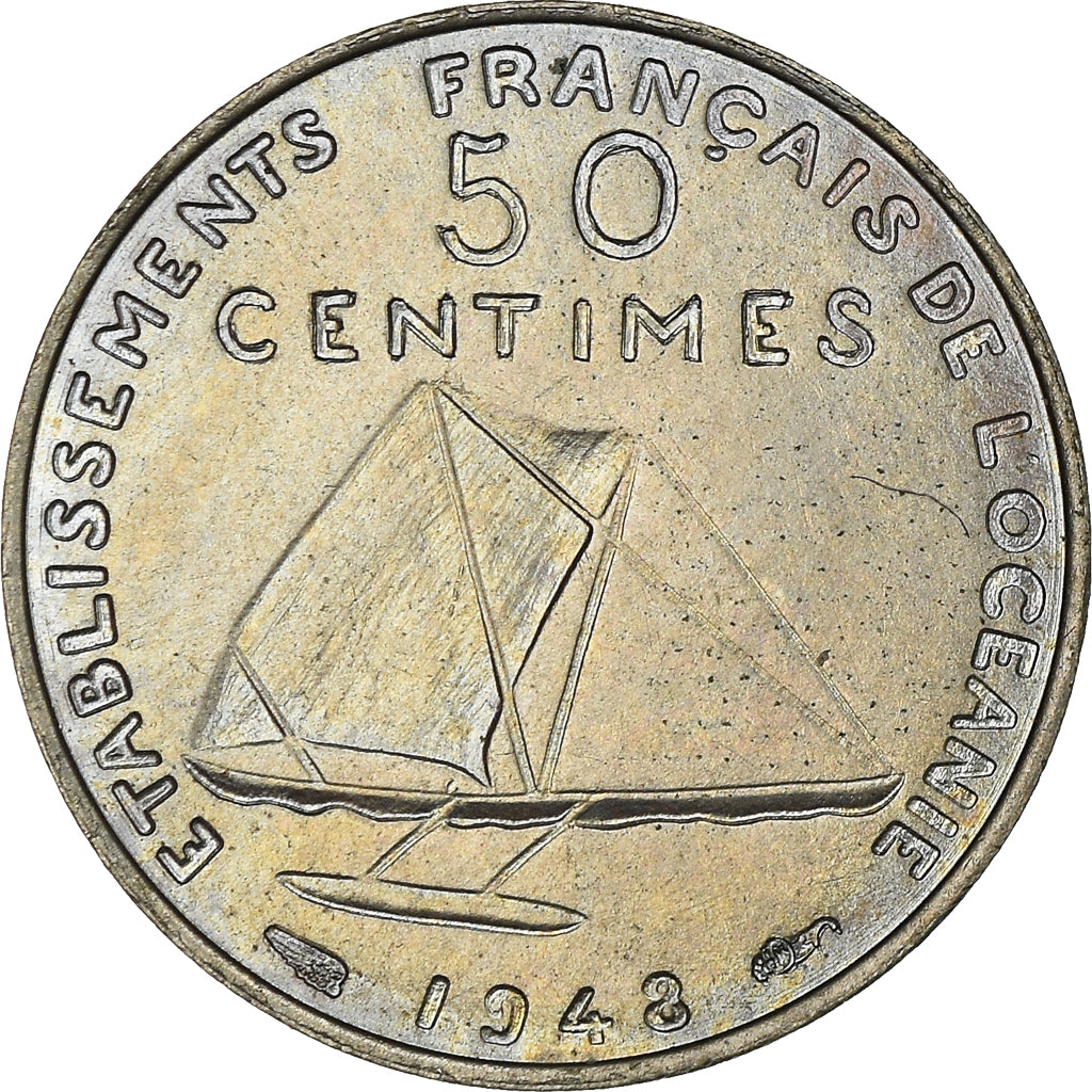 Moneta, OCEANIA FRANCESE, 50 Centimes, 1948, ESSAI, SPL, Rame-nichel, KM:E2