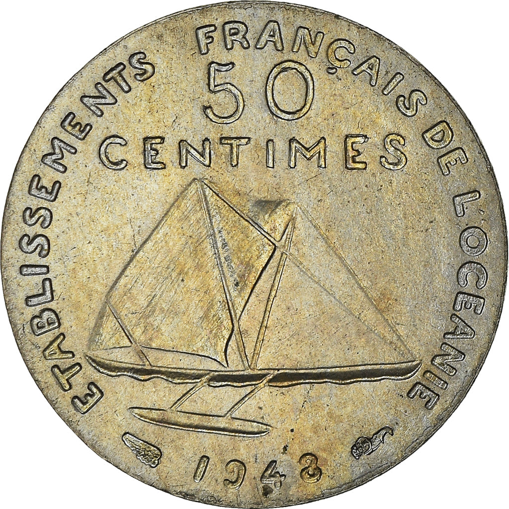 Moneta, OCEANIA FRANCESE, 50 Centimes, 1948, FDC, Bronzo-nichel, KM:E1