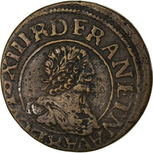 Coin, France, Louis XIII, Double Tournois, 1637, Paris, Rare, EF(40-45), Copper