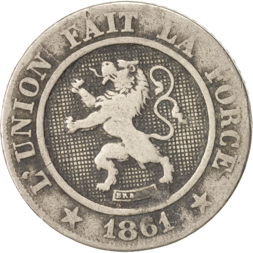 Belgium, Leopold I, 10 Centimes, 1861, VF(20-25), Copper-nickel, KM:22
