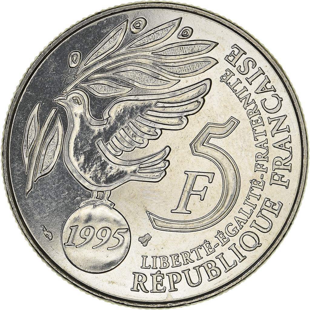Monnaie, France, ONU, 5 Francs, 1995, Paris, SUP+, Nickel Clad Copper-Nickel