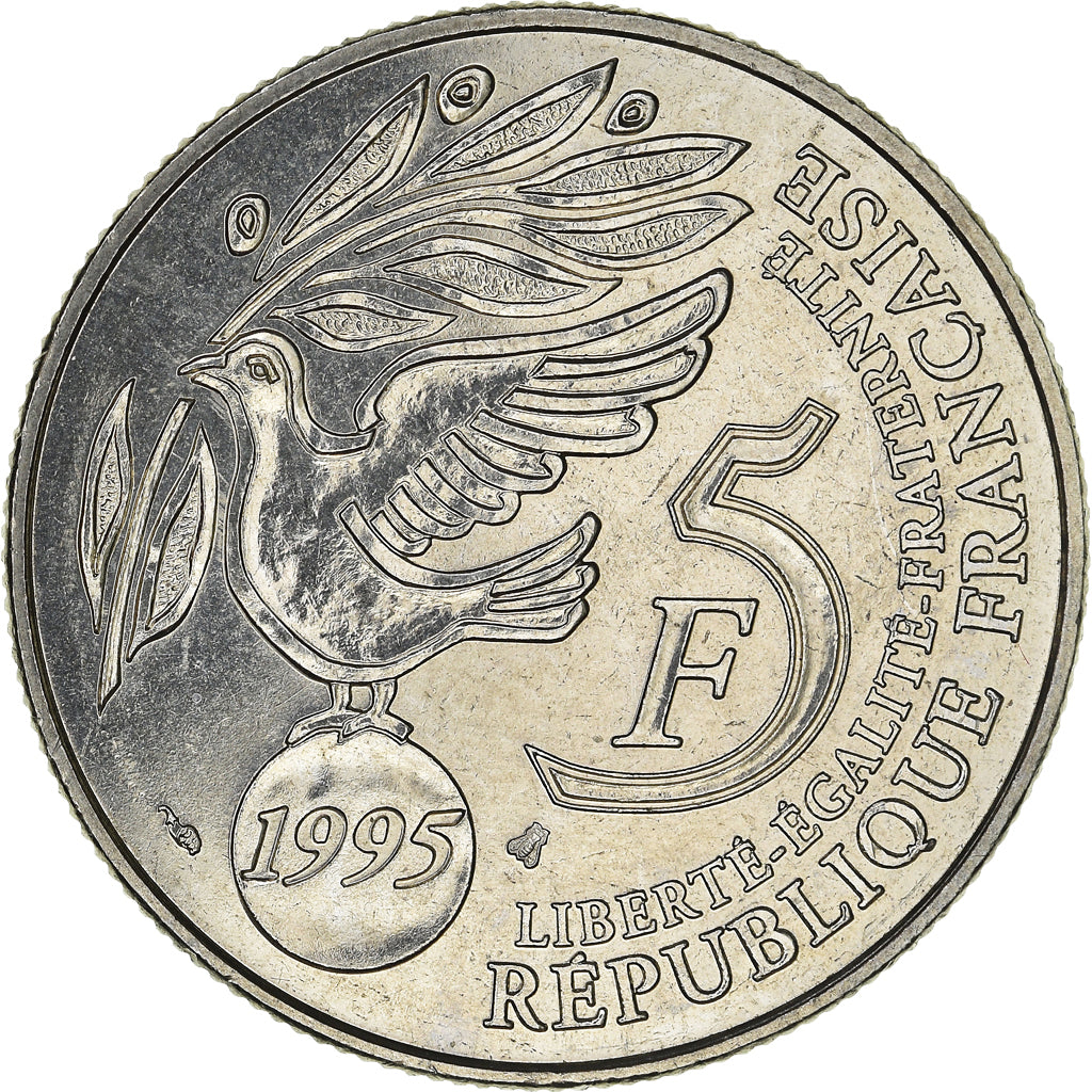 Monnaie, France, ONU, 5 Francs, 1995, Paris, SUP+, Nickel Clad Copper-Nickel