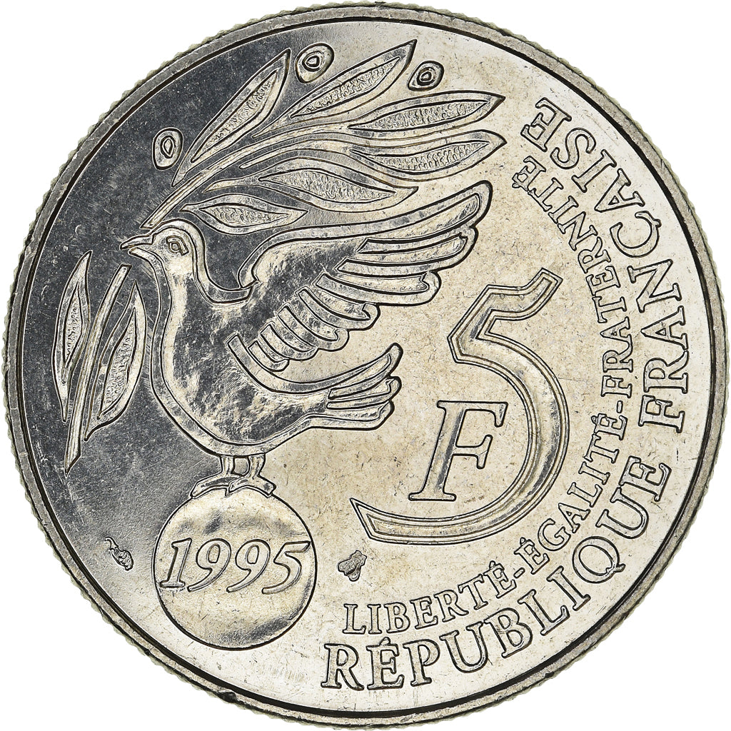 Monnaie, France, ONU, 5 Francs, 1995, Paris, SUP+, Nickel Clad Copper-Nickel
