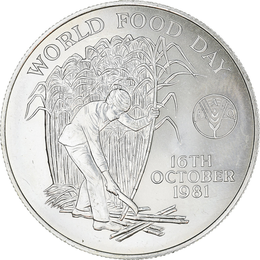 Moneta, Mauritius, 10 Rupees, 1981, MS(65-70), Srebro, KM:48