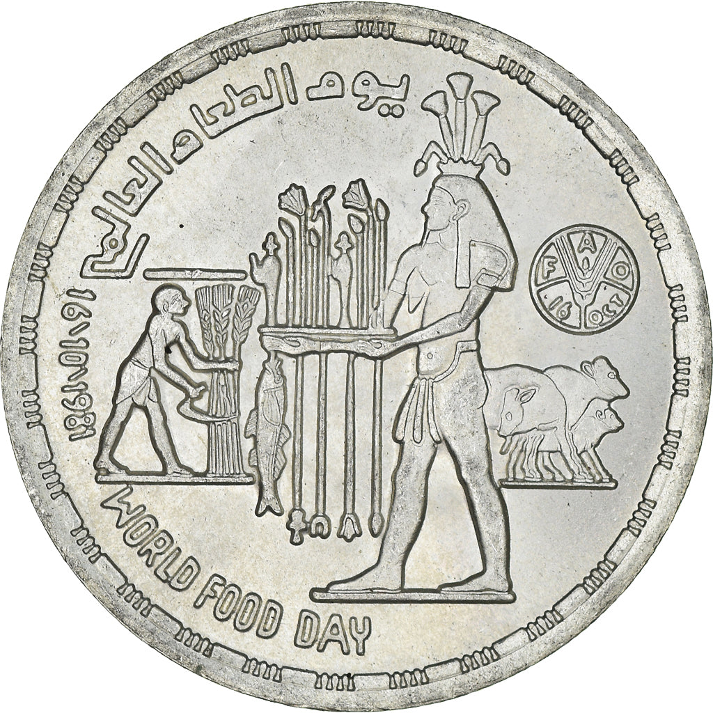 Moneta, Egipt, Pound, 1981, MS(65-70), Srebro, KM:523