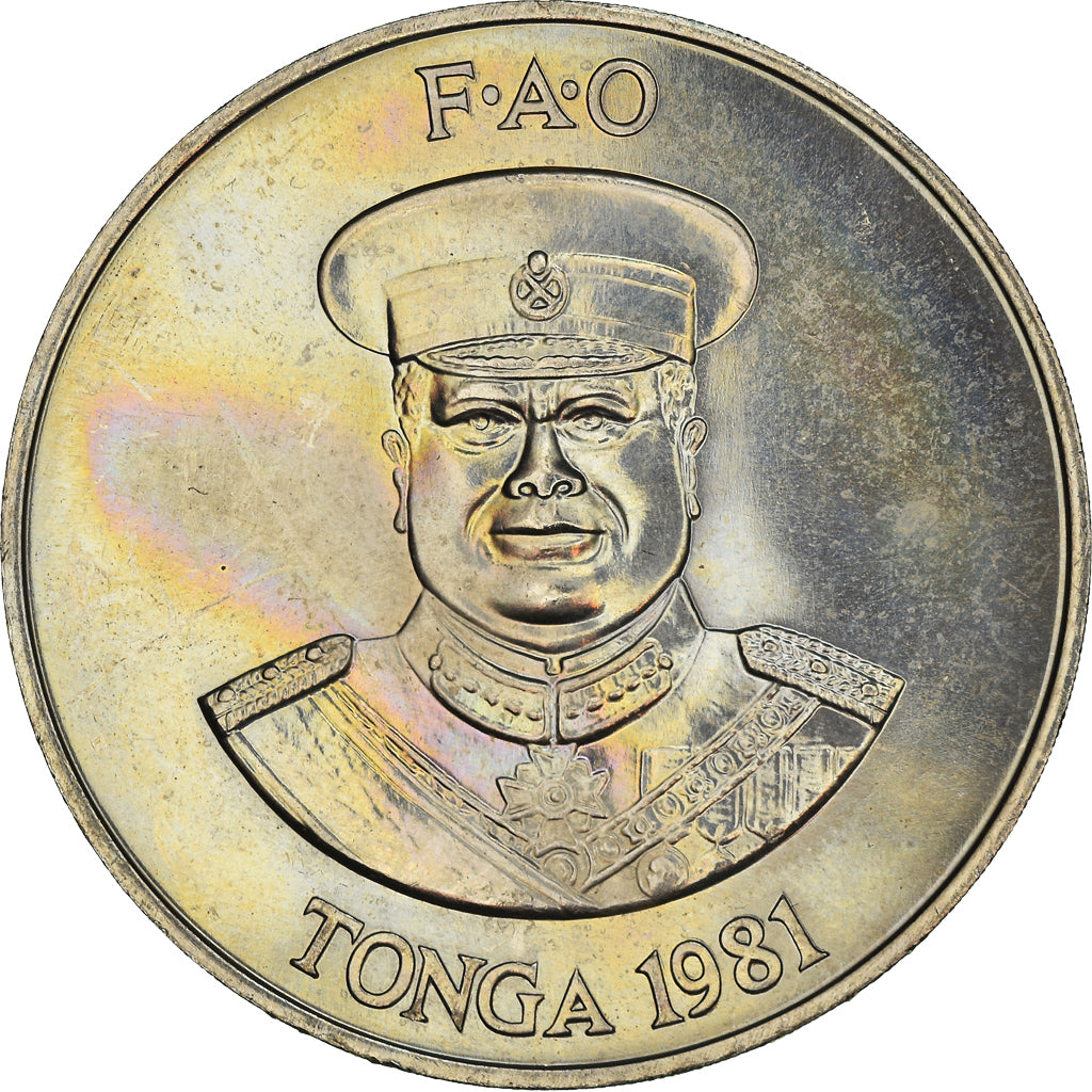 Coin, Tonga, King Taufa'ahau Tupou IV, 2 Pa'anga, 1981, MS(65-70), Silver