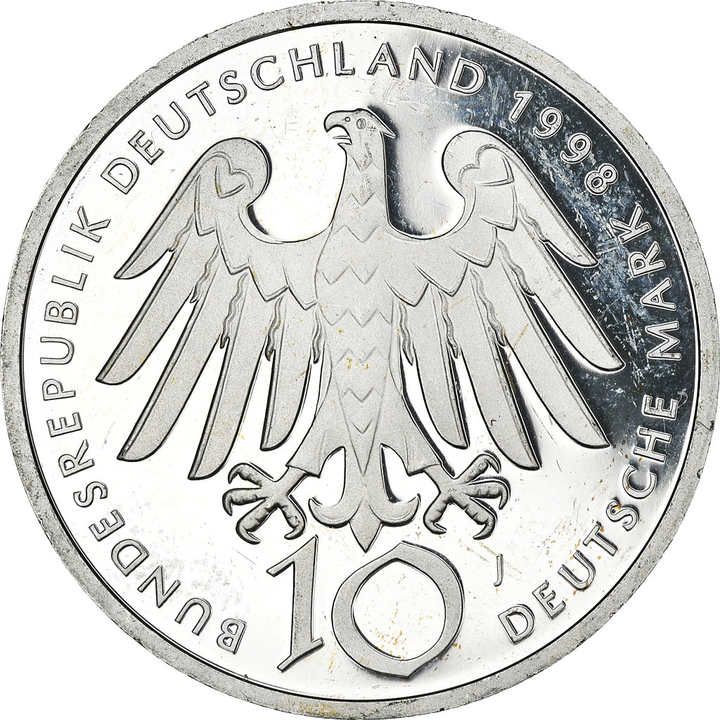 Coin, GERMANY - FEDERAL REPUBLIC, 10 Mark, 1998, Karlsruhe, Proof, MS(63)